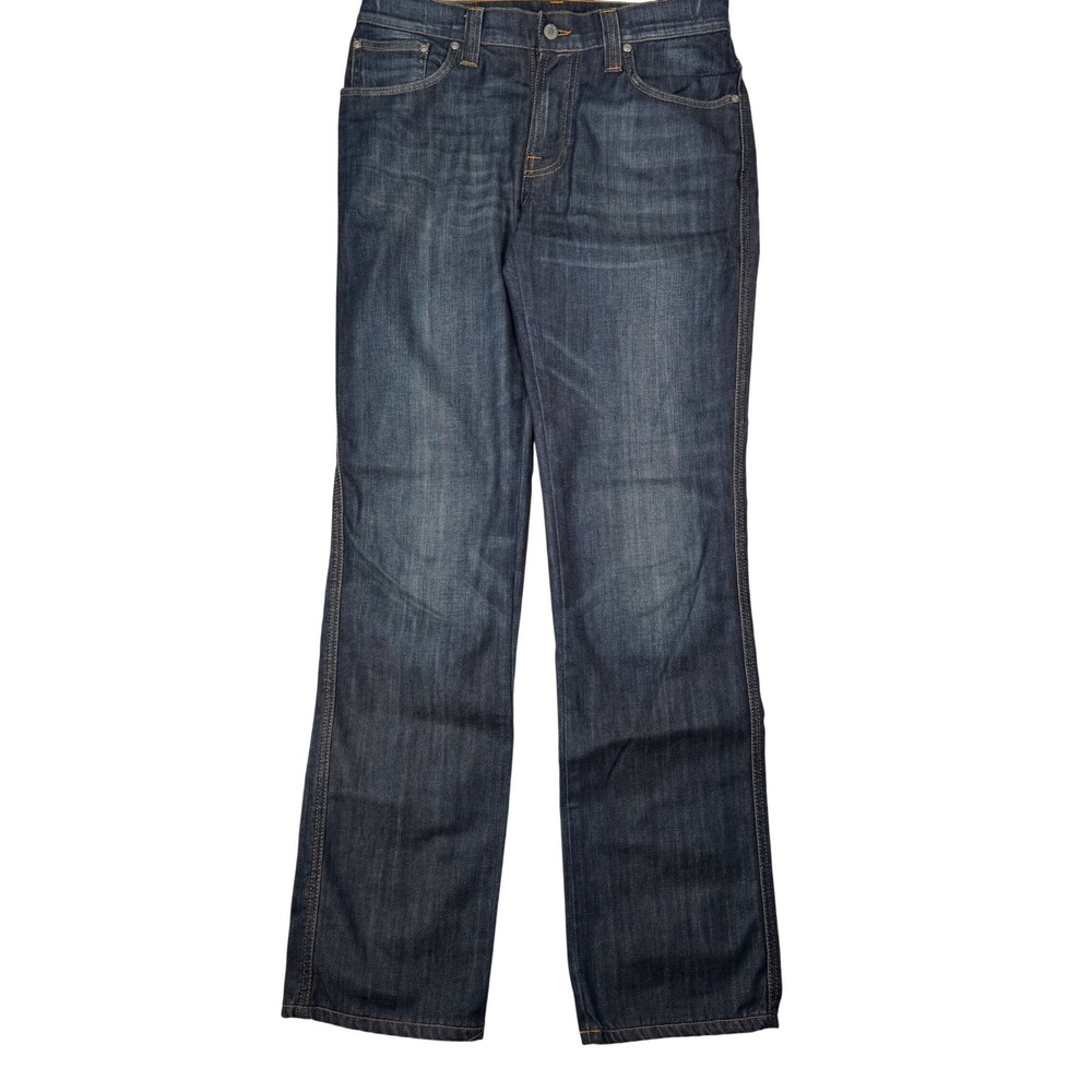 Nudie Jeans Co Slim Jim Dry Indigo Denim Jeans Mens 33x34 Orange Stitch